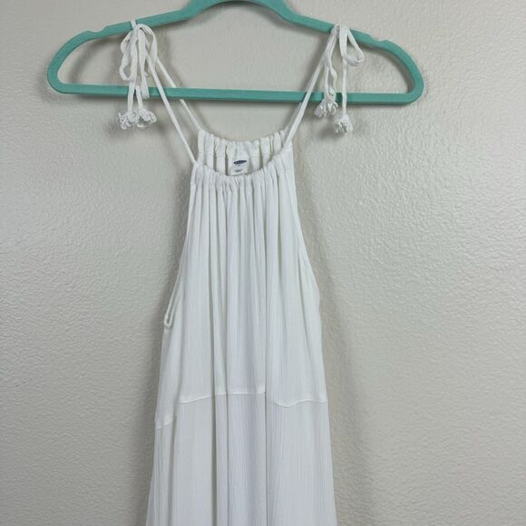 NWT Old Navy Boho Gauzy Crochet Lace Tiered A-Line Halter Midi Dress White Med - Picture 2 of 16